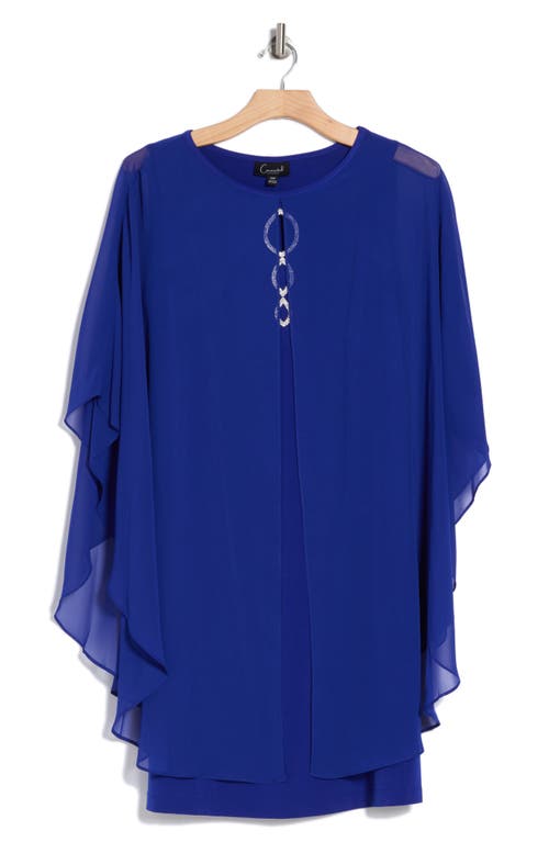 Connected Apparel Cape Dress in Deep Cobalt 