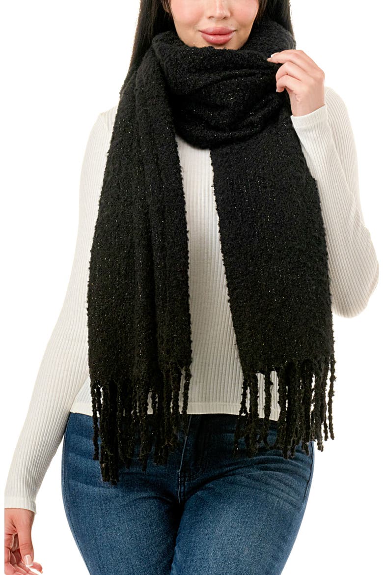 Fringe Scarf, Main, color, BLACK