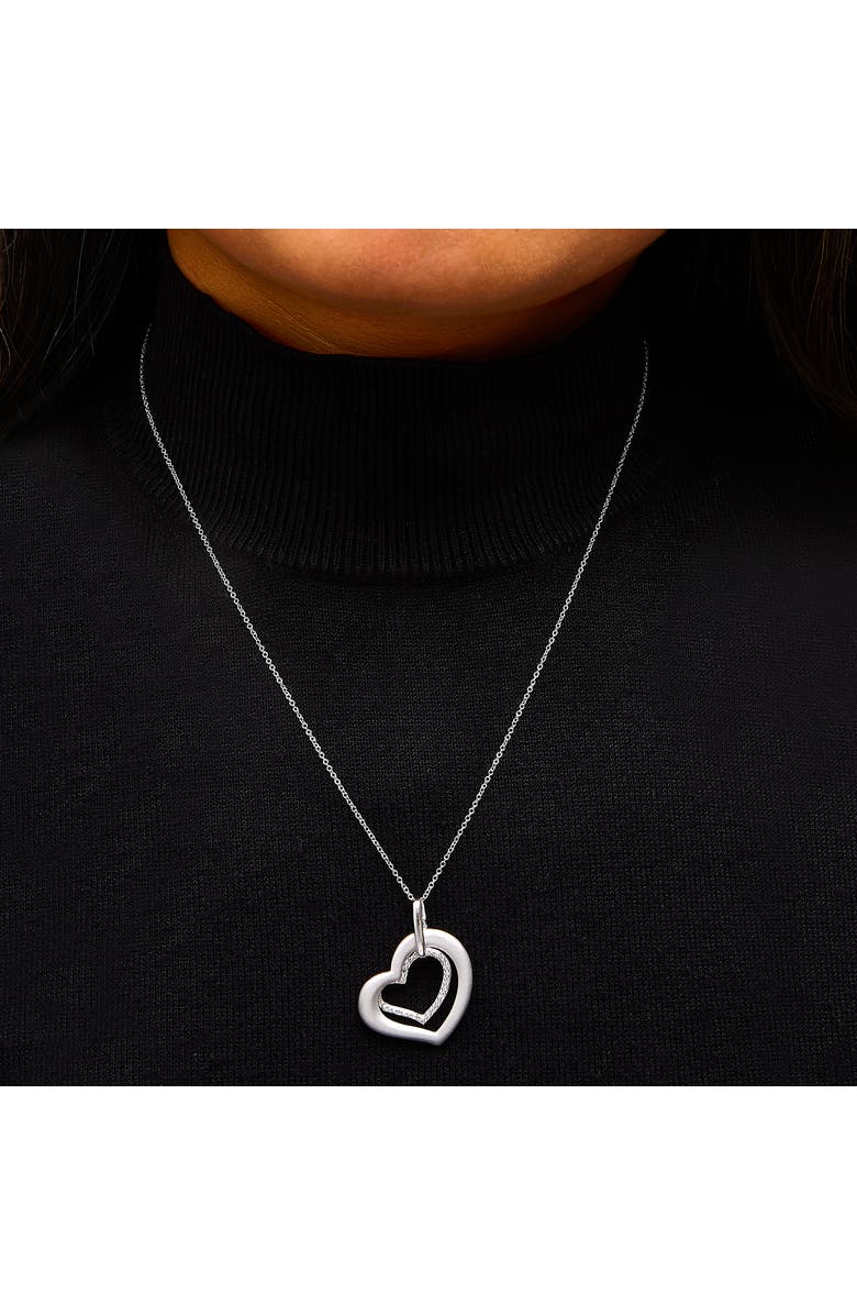 Haus of Brilliance Sterling Silver Diamond Accent Matte Finish Heart Pendant Necklace, Alternate, color, Silver