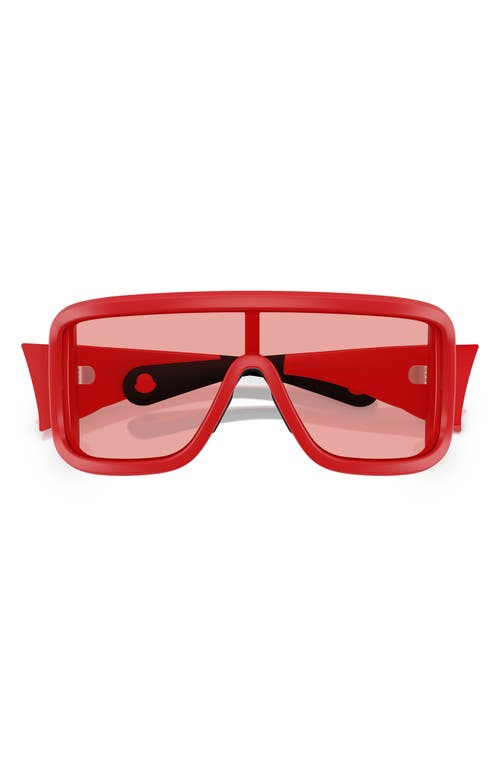 Moncler 142mm Rectangular Shield Sunglasses In Matte Red
