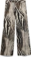 MANGO ZebraPrint Linen & Cotton Straight Leg Pants