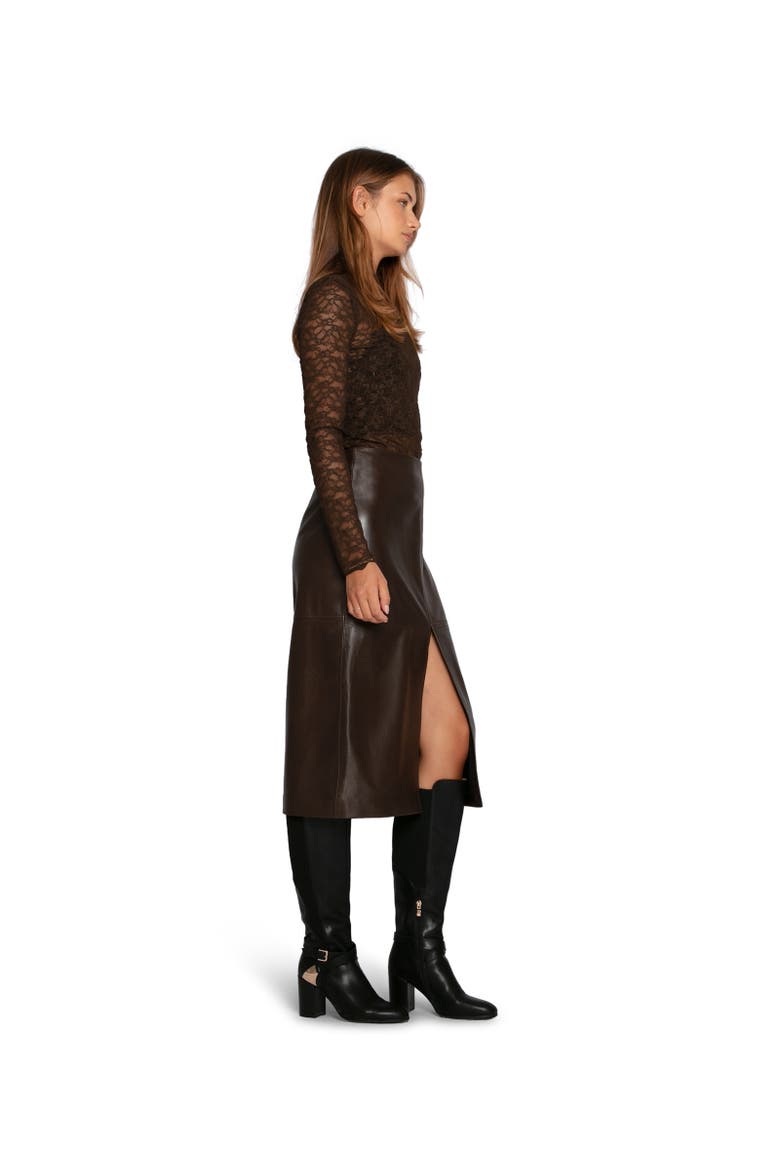 Understated Leather Pencil Skirt, Alternate, color, Dark Brown