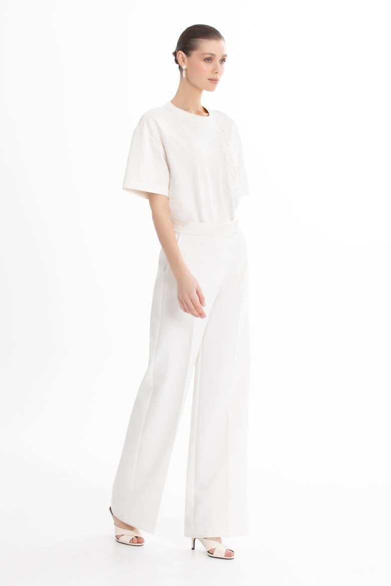 Ecru Tailored Straight-Leg Pants, Alternate, color, Beige
