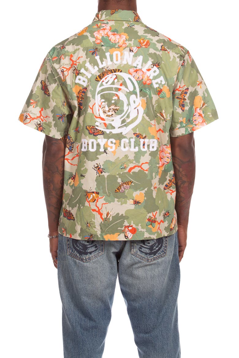 BB Foliage Short Sleeve Cotton Ripstop Button-Up Shirt, Alternate, color, PALE MARIGOLD