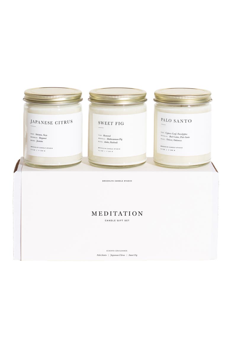 Set of 3 Scented Candle Gift Set, Main, color, MEDITATION