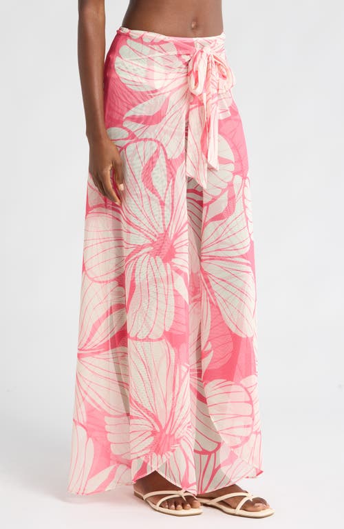 HUTCH HUTCH FLORAL TIE WAIST WIDE LEG COVER-UP PANTS