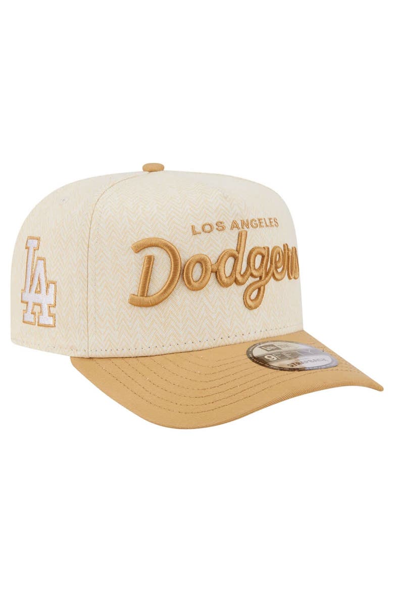 Men's New Era  Cream Los Angeles Dodgers Herringbone 9FIFTY A-Frame Snapback Hat, Main, color, Cream