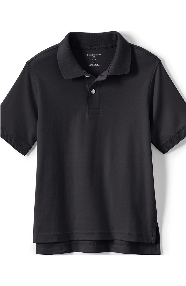 Lands' End School Uniform Kids Short Sleeve Interlock Polo Shirt, Alternate, color, Black