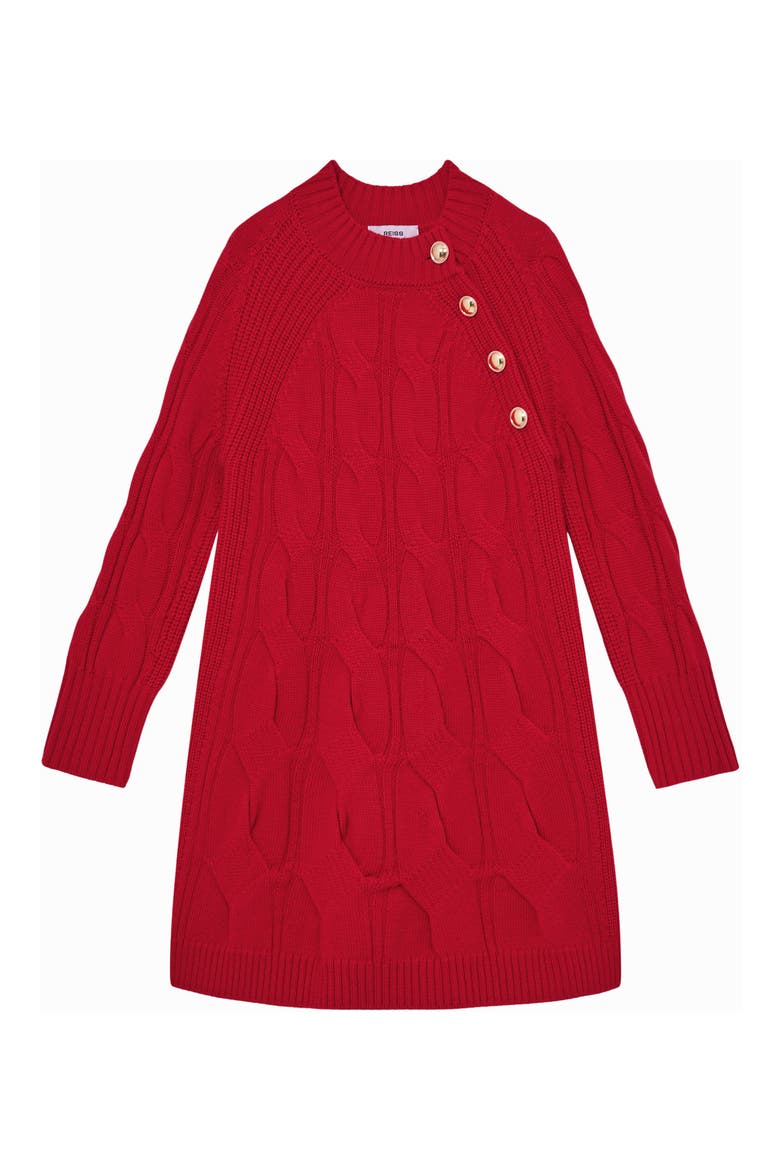 Kids' Harper Long Sleeve Wool Sweater Dress, Main, color, RED