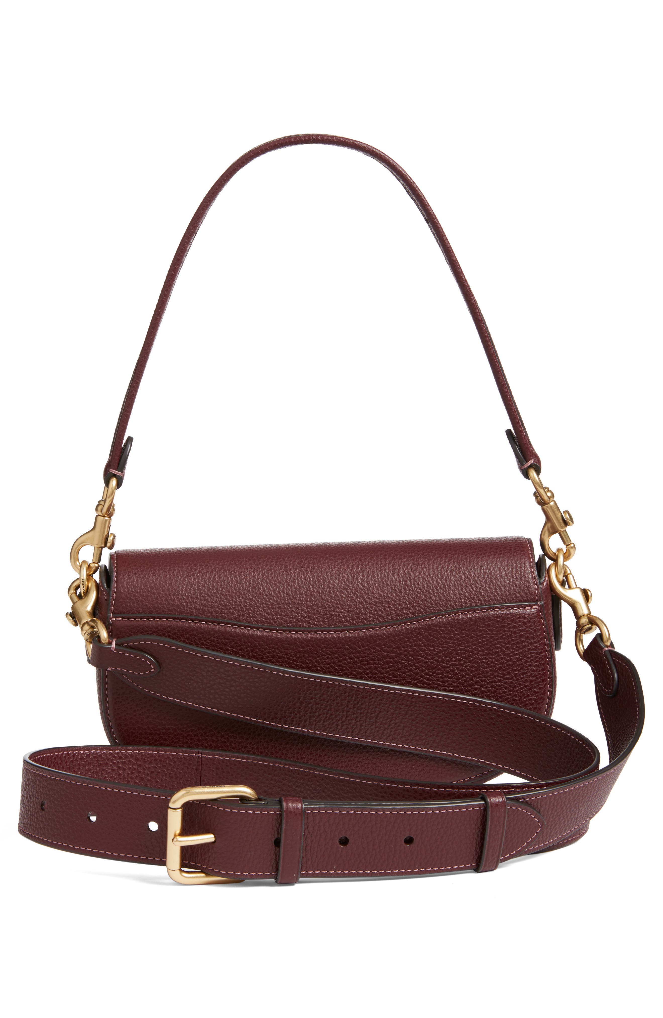 COACH Pebbled Crossbody Bag, Alternate, color, Merlot