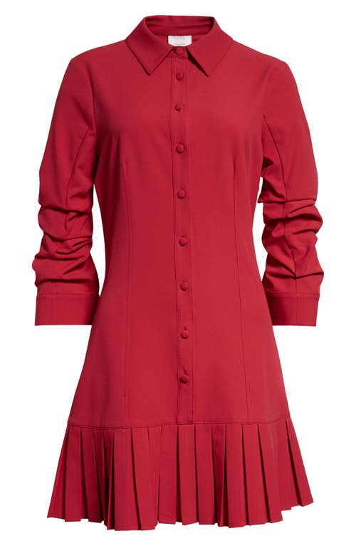 Cinq À Sept Lucilla Topstitched Pleated-hem Mini Shirtdress In Pink