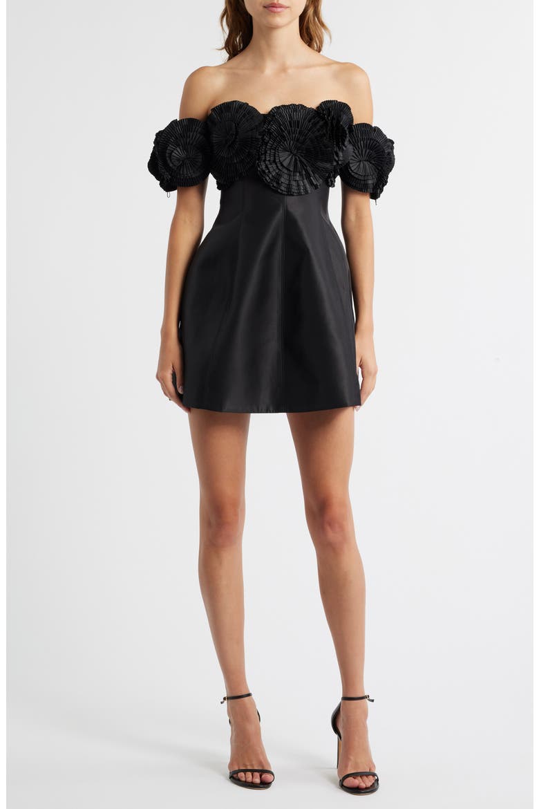 Trusley Off the Shoulder Minidress, Main, color, BLACK