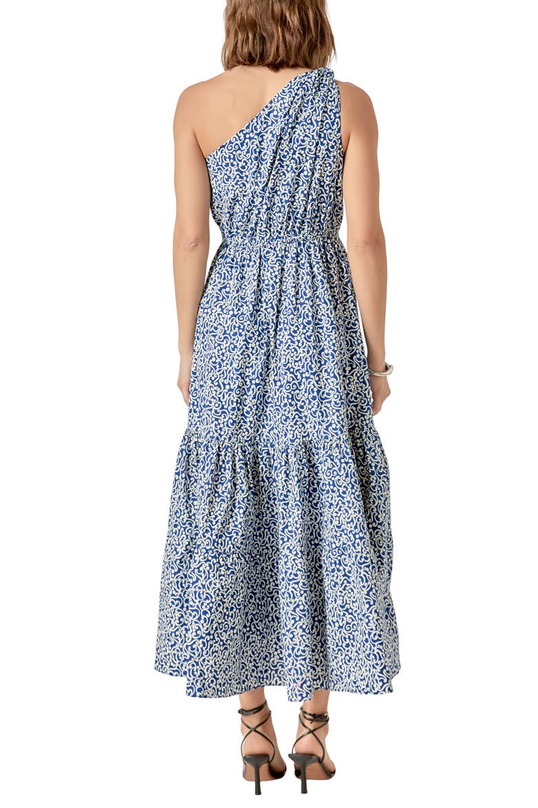 One-Shoulder Fit & Flare Dress, Alternate, color, BLUE