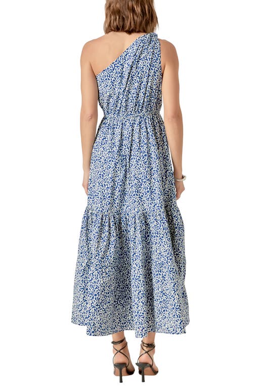 English Factory One-shoulder Fit & Flare Dress In Blue
