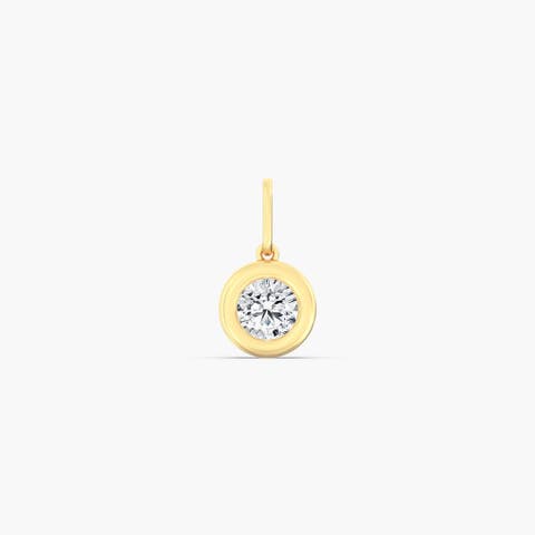 Round Domed Lab Diamond Charm in 14K