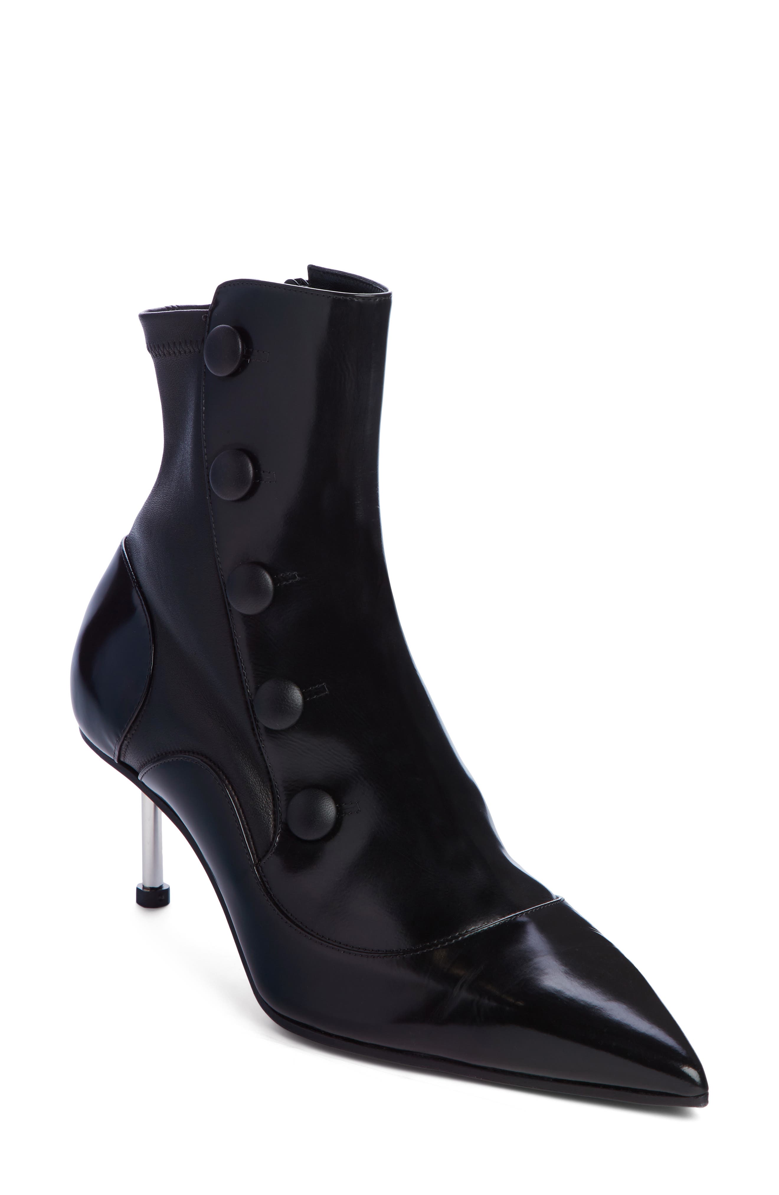 Alexander McQueen Button Up Bootie, Main, color, BLACK