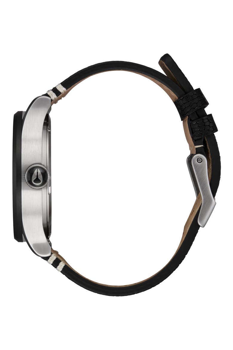 The Sentry Leather Strap Watch, 42mm, Alternate, color, SILVER / ROSEWOOD / BLACK