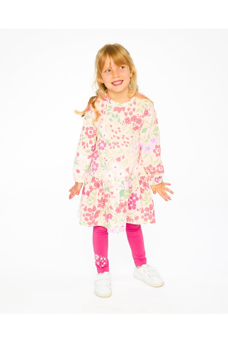 French Terry Long Sleeve Flowers Dress, Alternate, color, Pink Printed Flowers