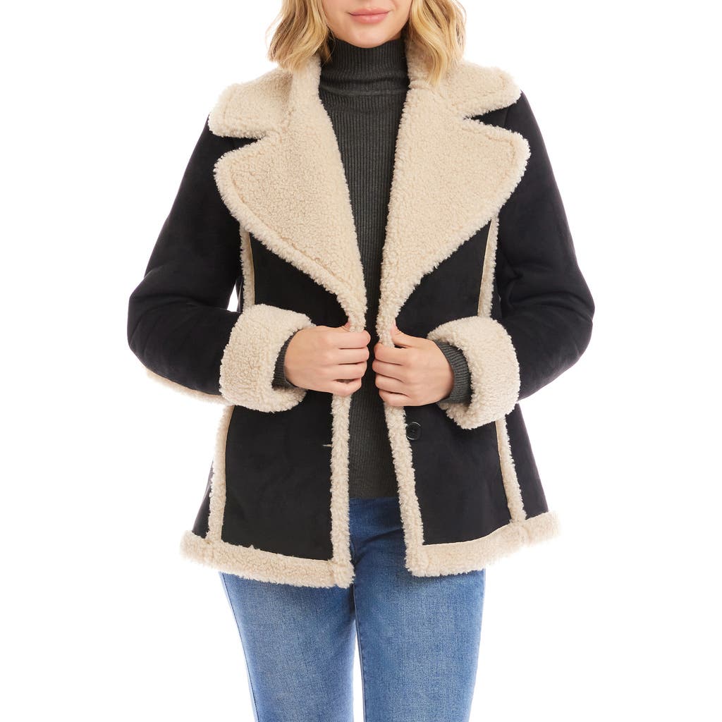 Karen Kane Faux Suede & Shearling Jacket In Black