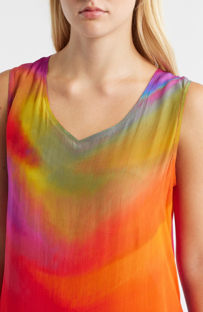 APNY Print V-Neck Sleeveless Chiffon Midi Dress, Alternate, color, Orange Multi