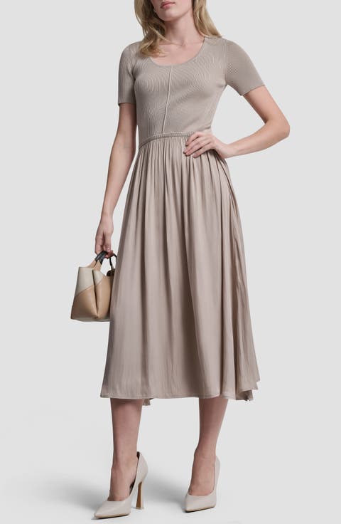 Mixed Media Short Sleeve Dress