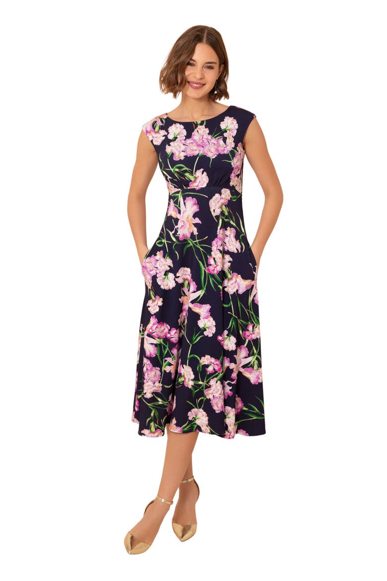 Luna Midi Jersey Dress, Main, color, Midnight Blossom