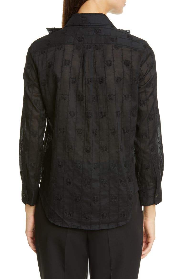 Tricot Comme des Garçons Bow Ruffle Detail Embroidered Shirt, Alternate, color, BLACK