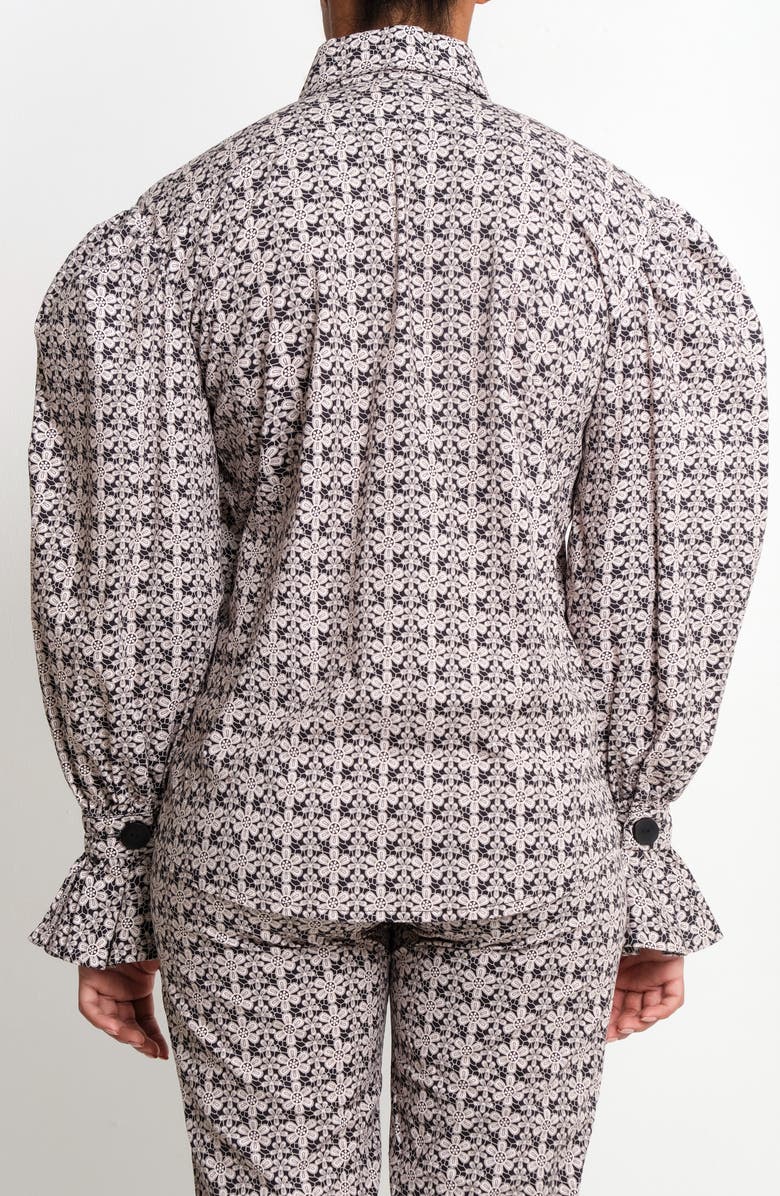 The Lulo Project Sotomayor Puff Sleeve Button-Up Shirt, Alternate, color, Macrame All Over