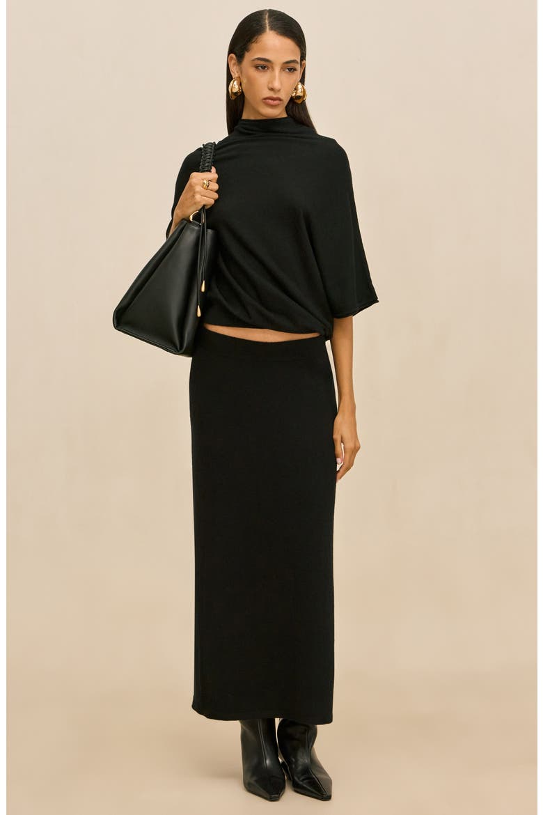 Infinity Merino Wool & Cashmere Blend Maxi Skirt, Alternate, color, BLACK