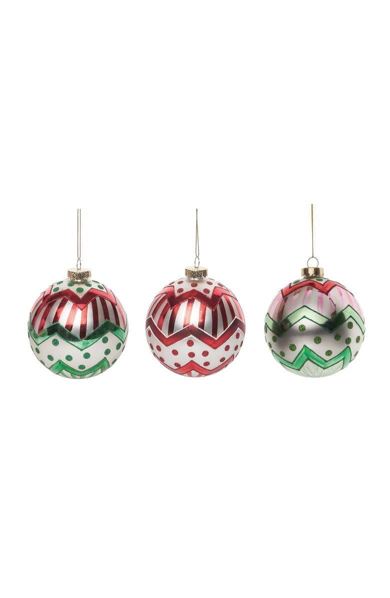 Transpac Multicolored Christmas Merry Round Ornament Set of 3, Main, color, 