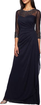 Alex Evenings Embellished Chiffon Evening Gown