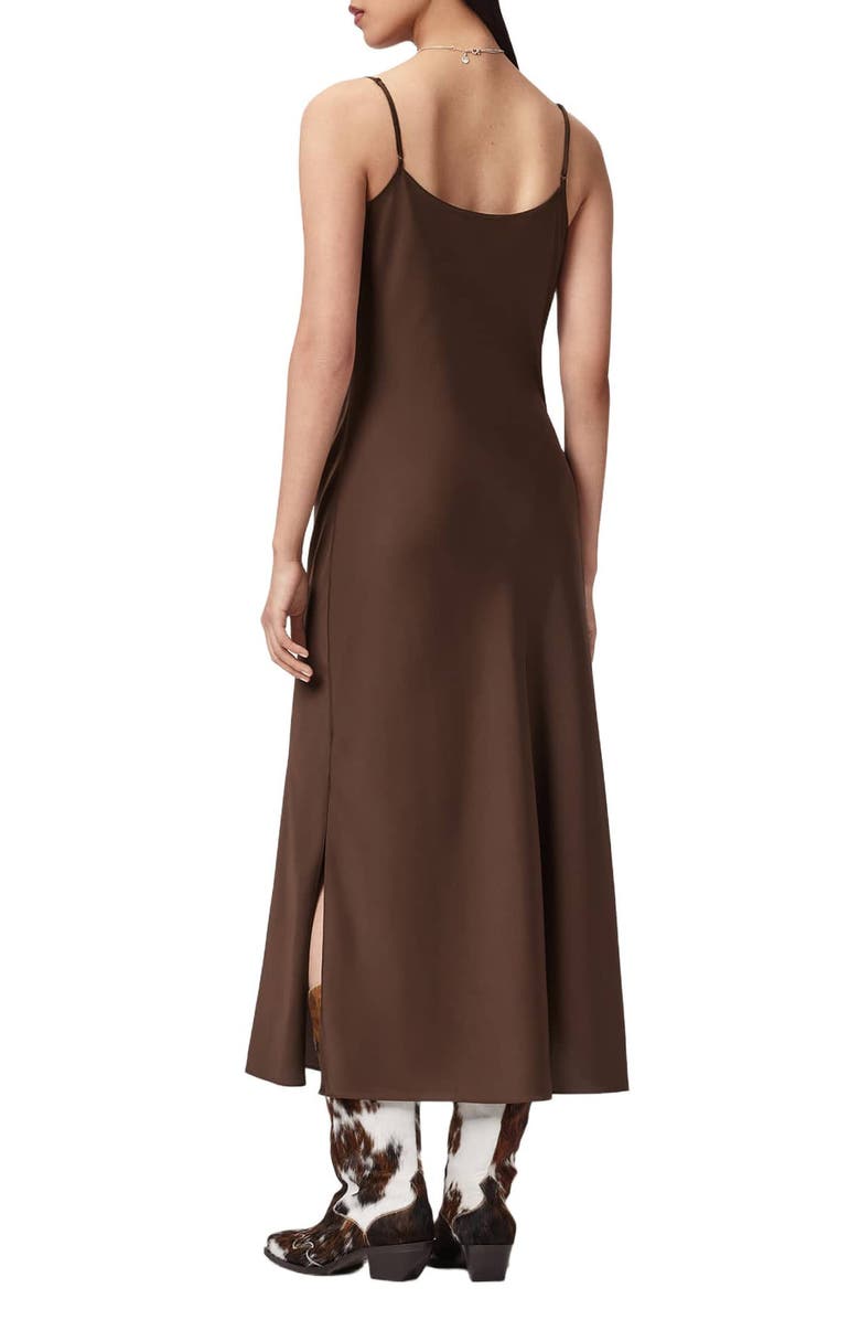 AllSaints Hadley Satin Slipdress, Alternate, color, Bitter Brown