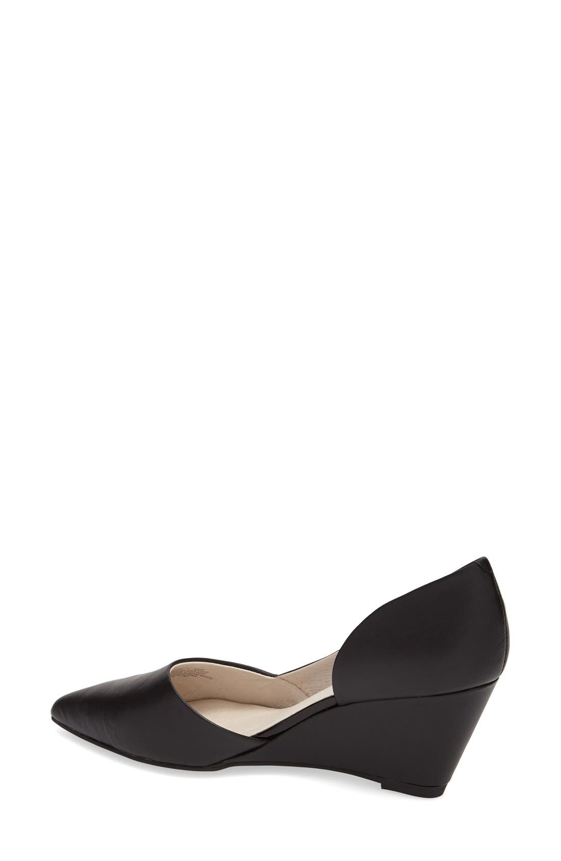 'Ellis' Half d'Orsay Wedge Pump, Alternate, color, BLACK