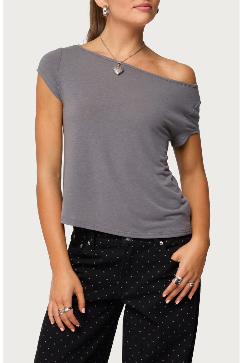 Anabella Off the Shoulder T-Shirt, Main, color, DARK-GRAY