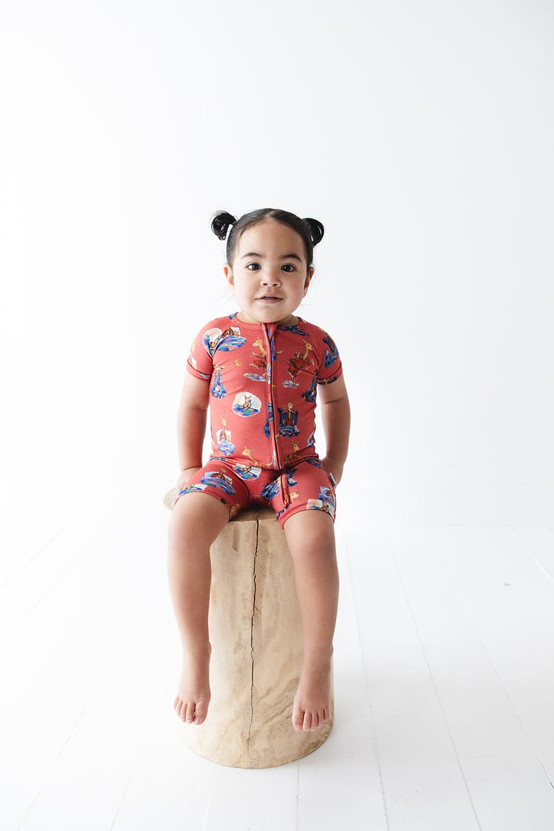 Llama Llama Red Pajama Zipper Shortie Romper, Alternate, color, Red