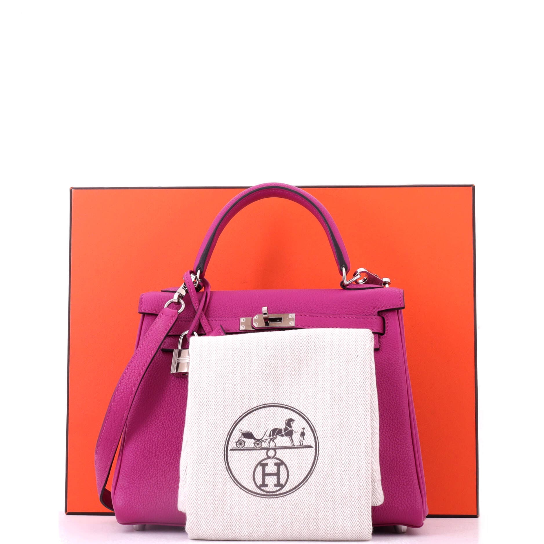 Pre-Owned Hermes Kelly Handbag Pink Togo with Palladium Hardware 25, Alternate, color, Rose Pourpre