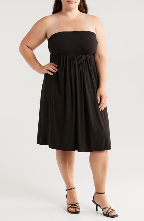 Strapless Jersey Midi Dress (Plus)