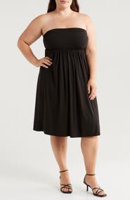 24seven Comfort Apparel Strapless Jersey Midi Dress