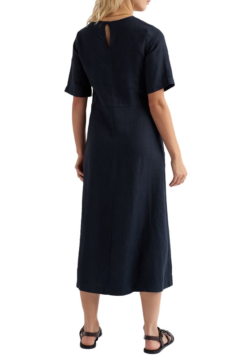 Grass Wave Linen Midi Dress, Alternate, color, MARITIME