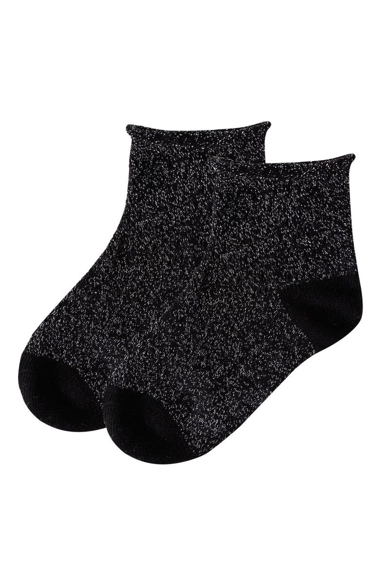 MeMoi Fuzzy Shimmer Anklet Socks, Alternate, color, Black