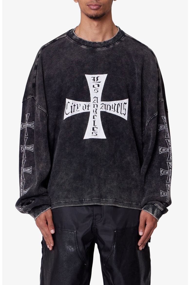 L.A. Graphic Washed Thermal Long Sleeve T-Shirt, Main, color, WASHED BLACK
