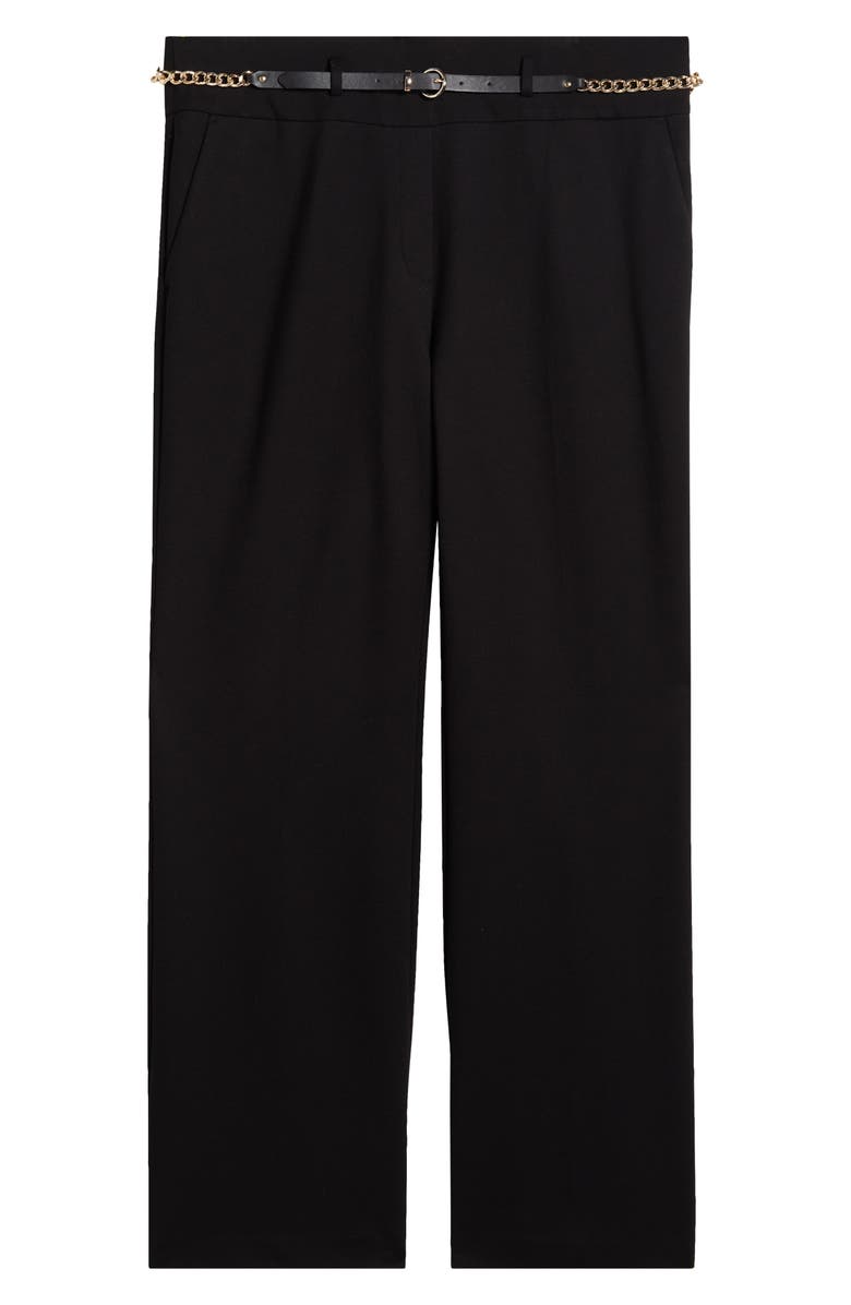 Anne Klein Chain Belt High Waist Wide Leg Pull-On Pants, Alternate, color, 