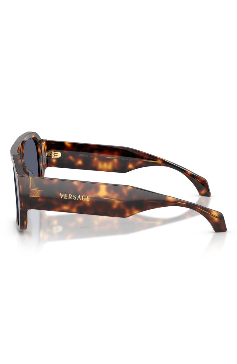 Versace 56mm Polarized Square Sunglasses, Alternate, color, Havana / Dark Blue Polar