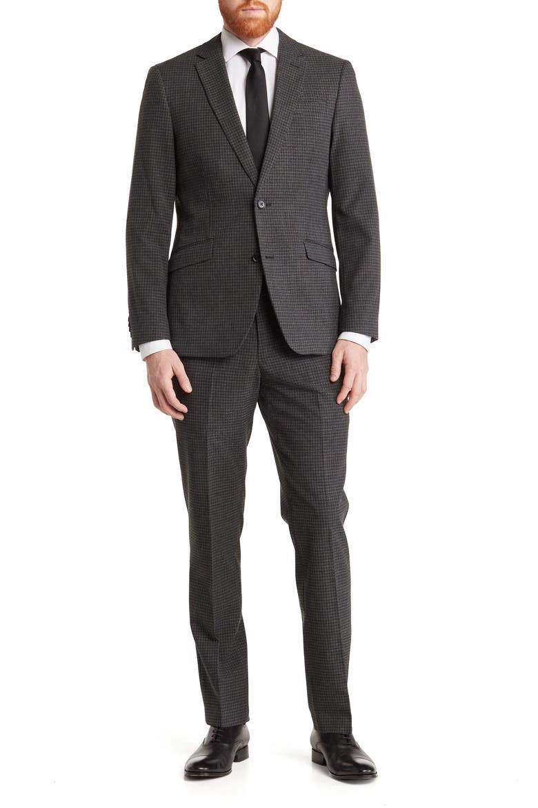 Gray Check Notch Lapel Two-Piece Suit Set, Main, color, GREY