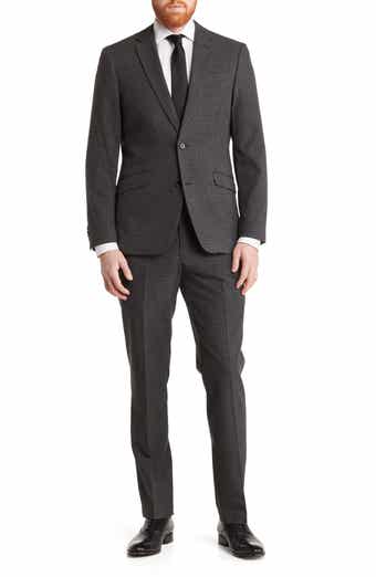 SAVILE ROW CO Gray Check Notch Lapel Two-Piece Suit Set