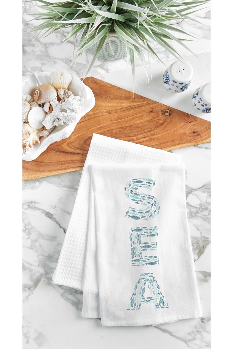 "Sea" 100% Cotton Flour Sack Dishtowel, Alternate, color, Blue