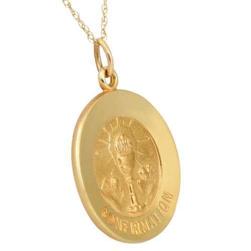 Bliss Diamond 14k Gold Confirmation Medal Pendant 1" Tall 2.5 Grams In Yellow Gold