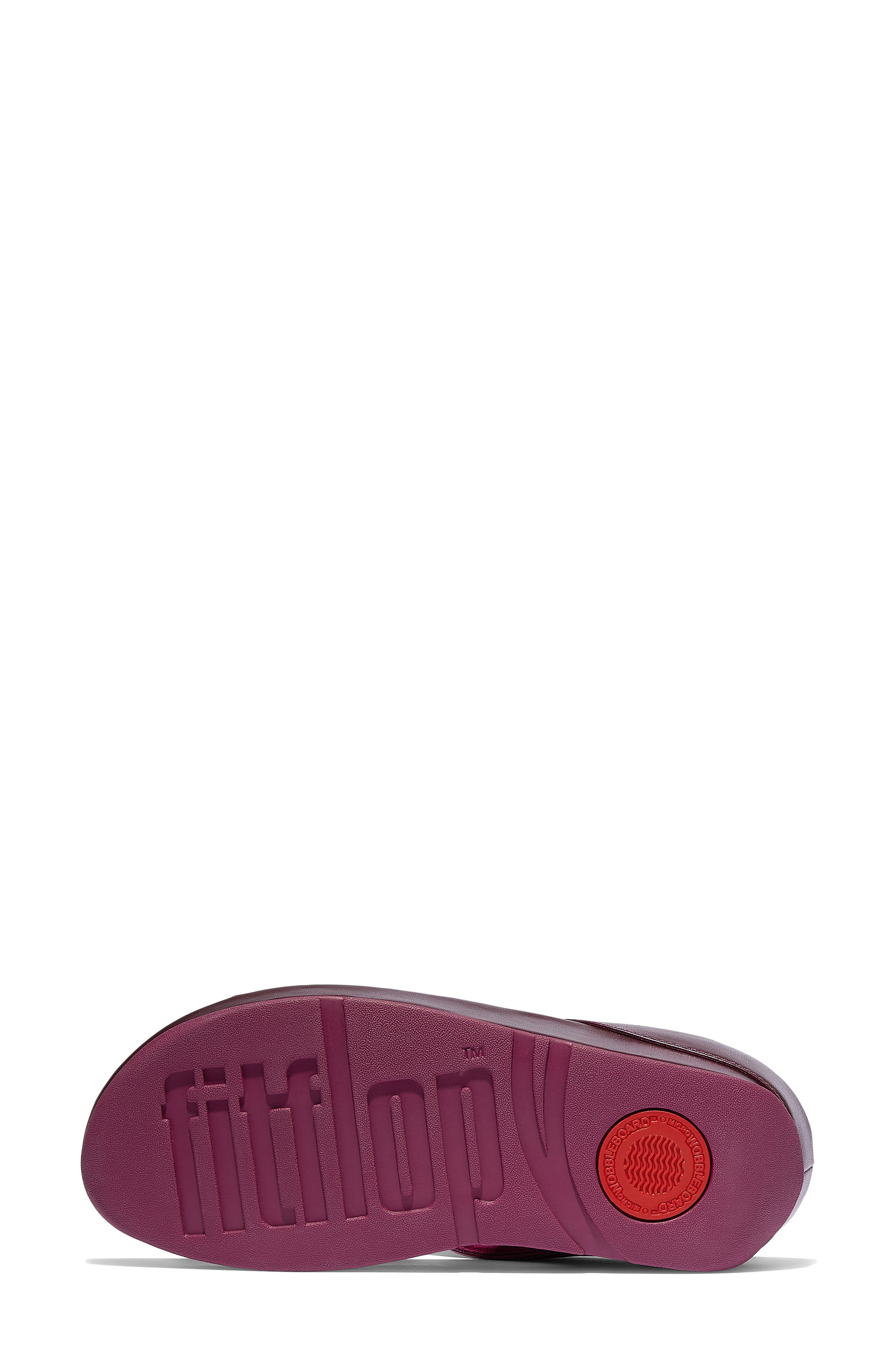 Rumba Iridescent Beaded Post Toe Wedge Sandal, Alternate, color, METALLIC RUBY