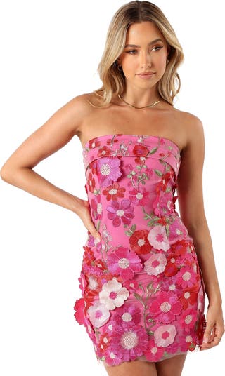 Butterfields Embroidered Floral Strapless Minidress
