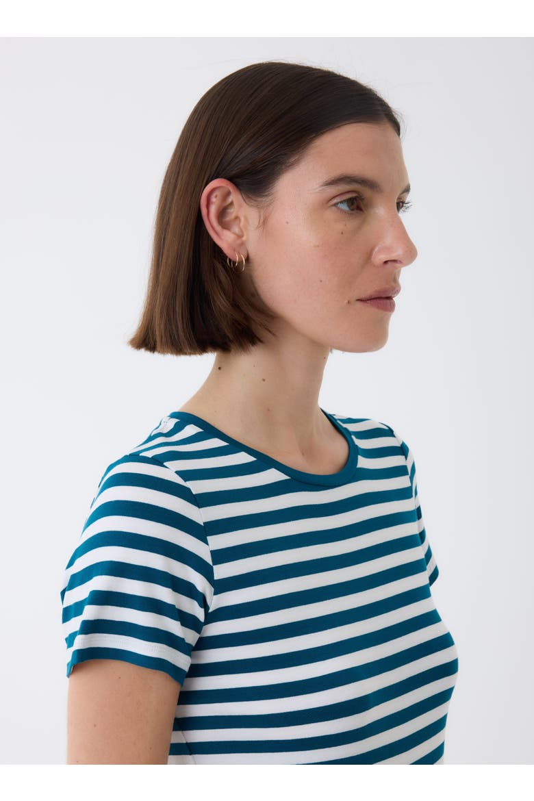 Soft Touch Striped Short Sleeve T-Shirt, Alternate, color, BLEU MAJESTIC
